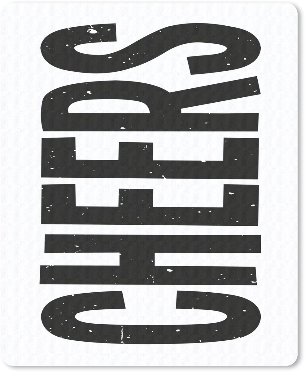 Muismat 19x23 cm - Mousepad Retro - Cheers - Zwart - Decoratie - Muismatten
