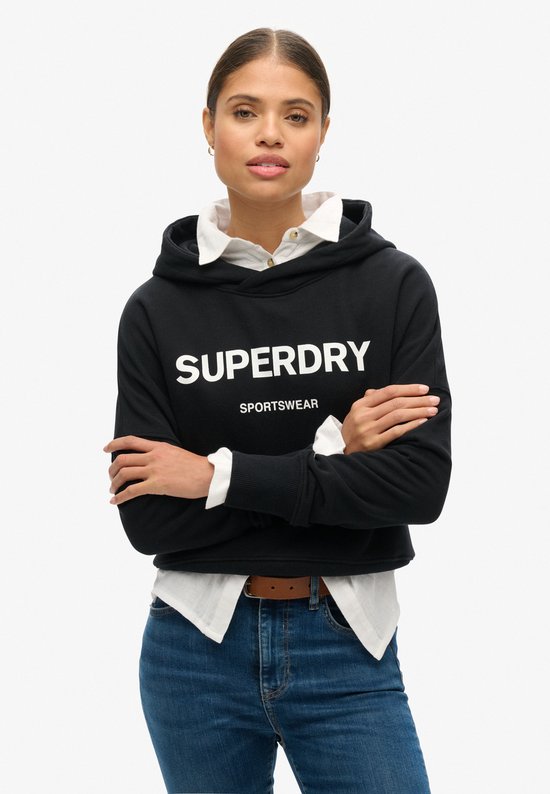 Superdry Code Core Sport Crop Box Hood Zwart M Femme