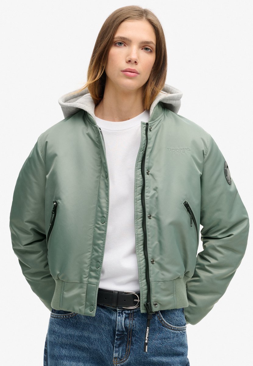 Superdry Bomberjack met capuchon Dames Khaki
