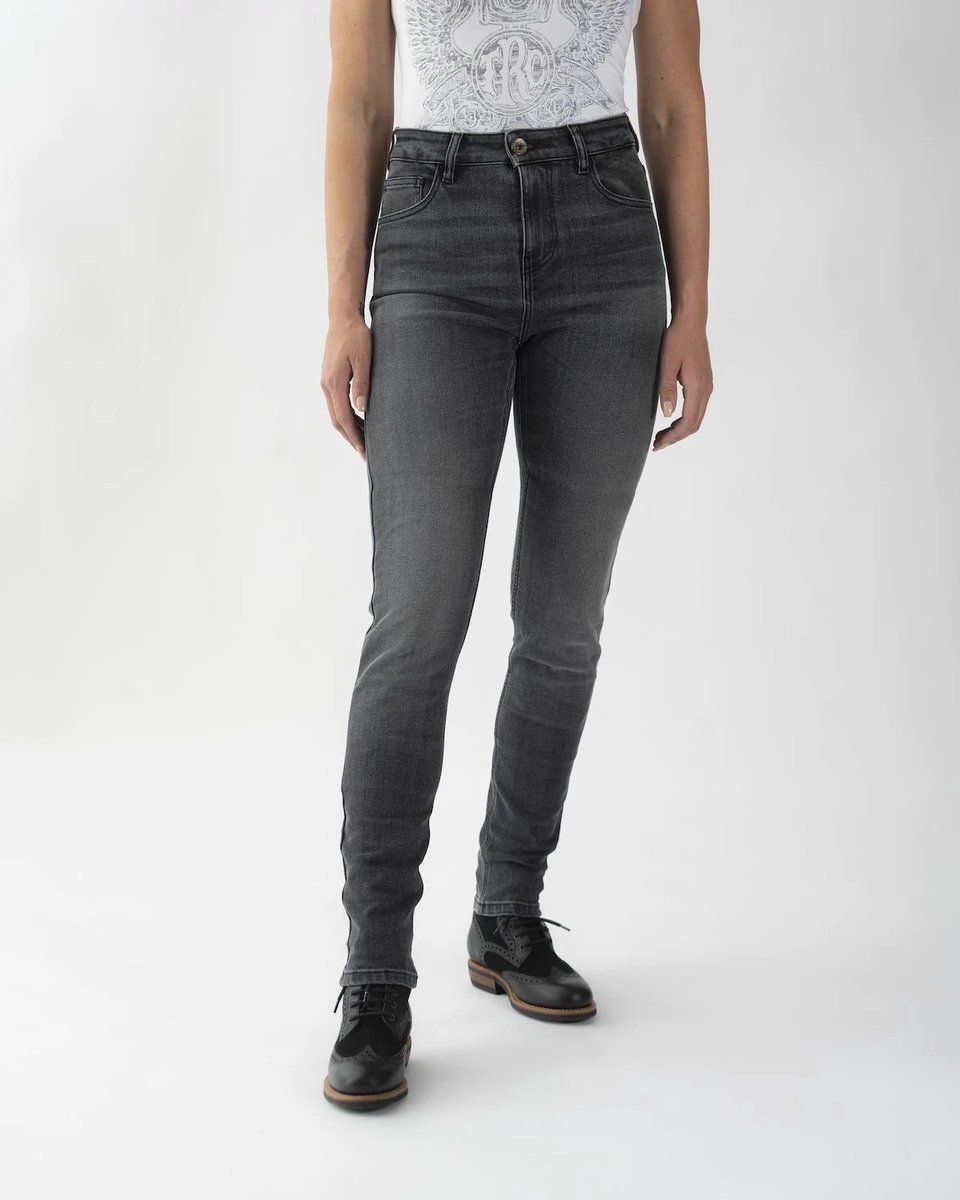 ROKKERTECH High Waist Donkergrijs Motorjeans - Broek