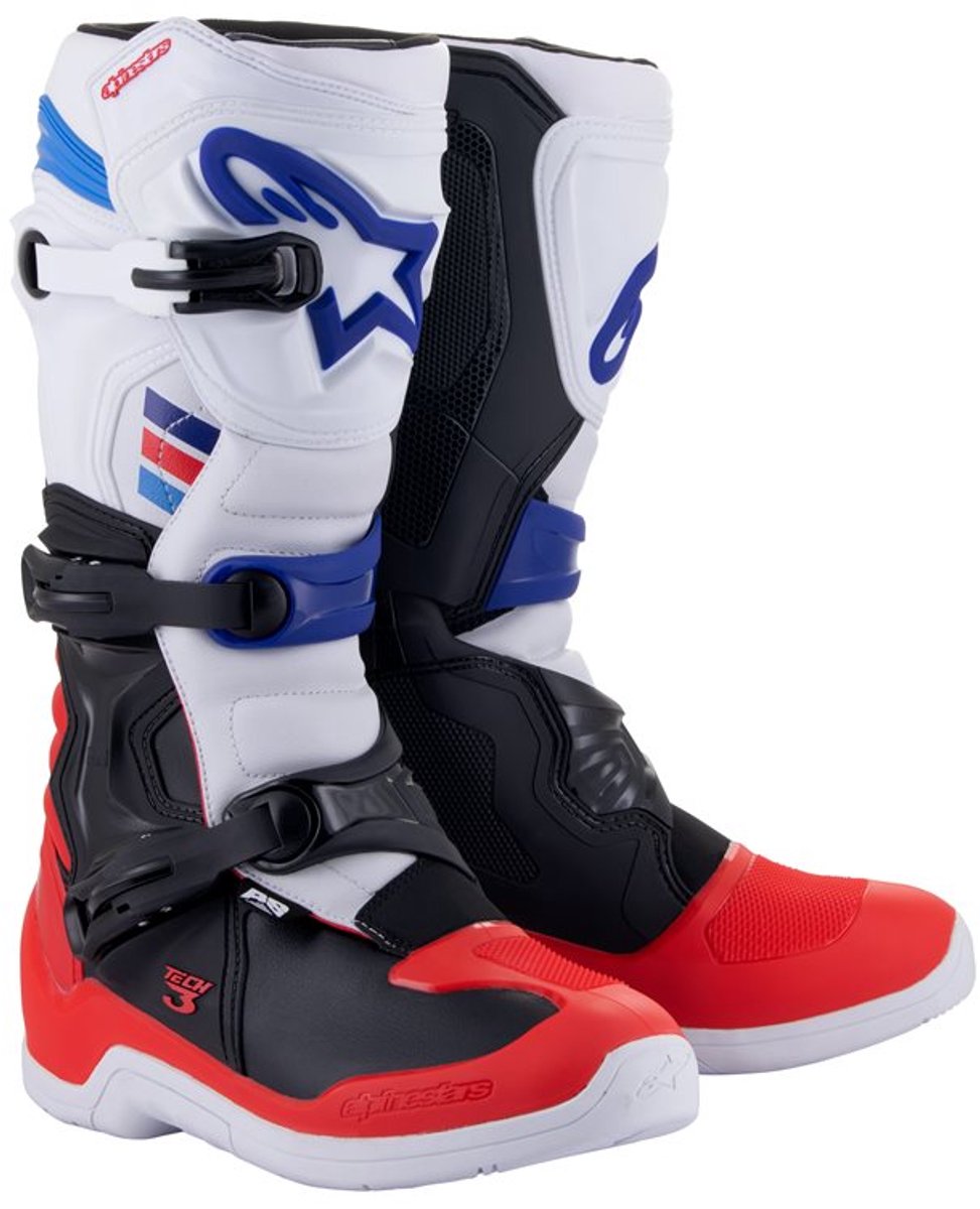 Alpinestars Tech 3 White Bright Red Dark Blue - Maat US 14