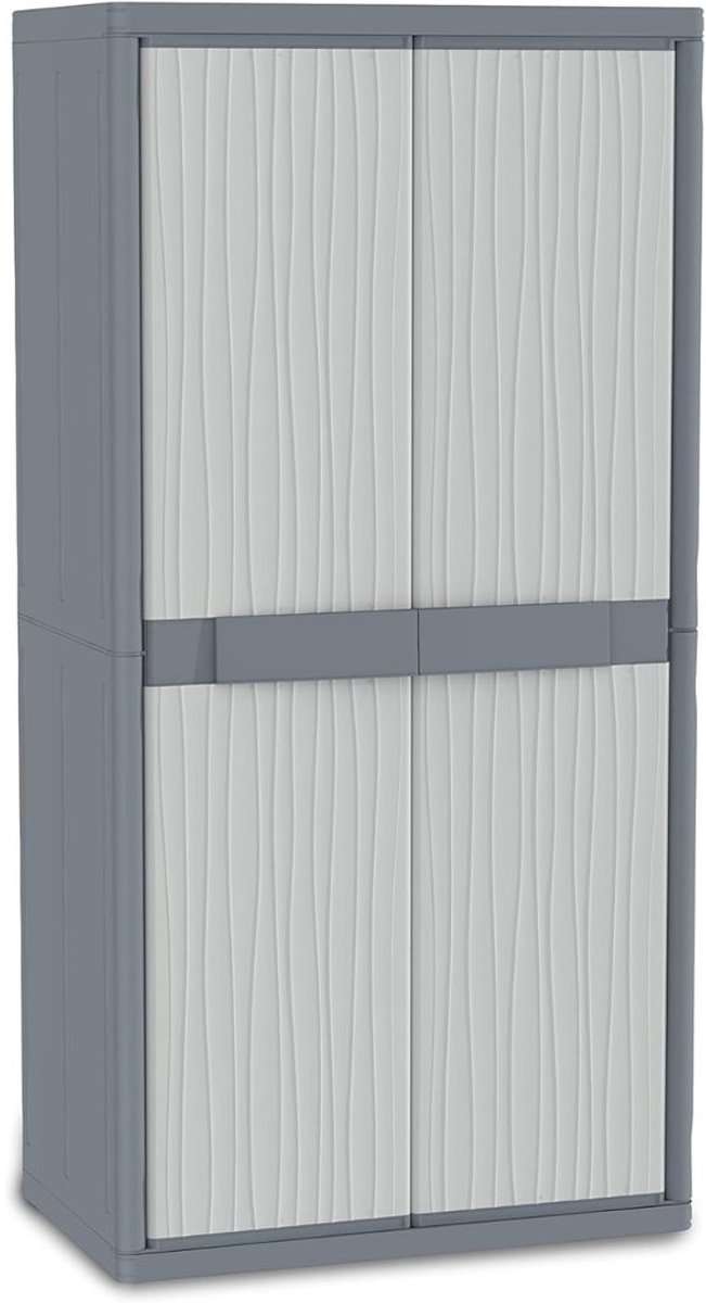 CRLYN® Tuinkast - Tuinkist - Tuinkasten voor Buiten - Tuinberging - Kunststof - Donkergrijs en Lichtgrijs