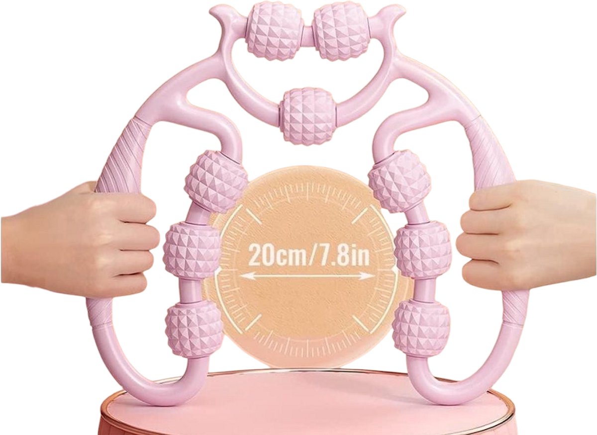 Afbeelding 3 van Gabrys® Massage roller - Diepe weefselmassage massagerol - Massagerol met handvat voor benen, Nek, arm, kuit, Knie massage apparaat - verlichten spierpijn - Cellulitis massageapparaat (roze)