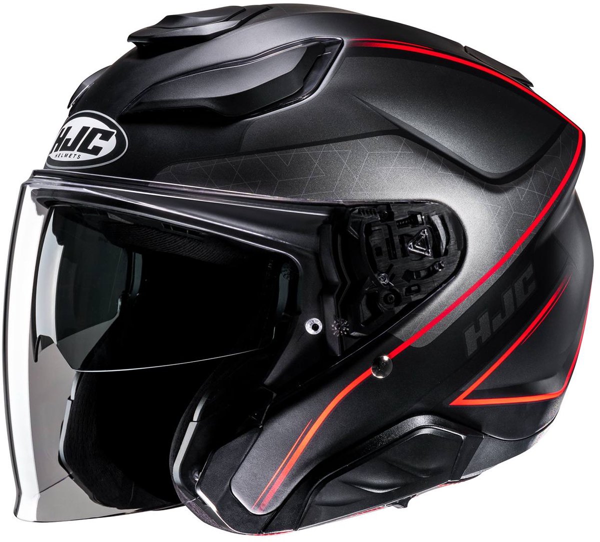 HJC F31 Ludi Zwart Rood Jethelm - Helm