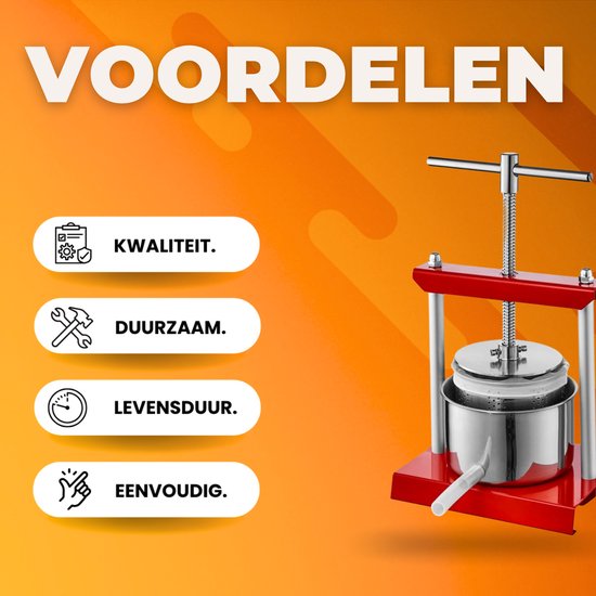 Fruitpers - RVS Handmatige Fruitpers - 3L 14x13 cm - Wijnpers - Met hendel van Bolt Edge — afbeelding 3