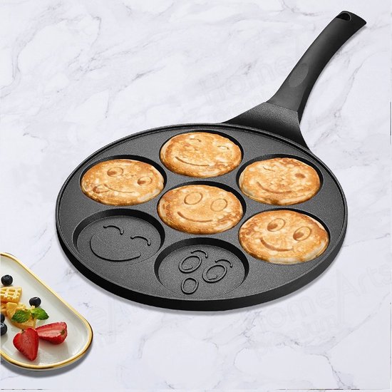 Emoji Pancake pan | Emoji pannenkoekenpan | Smiley pancake | Emoji pannenkoekpan voor het bakken van emoji smileys | 7 Emoji pancakes | lachende mini pannenkoeken