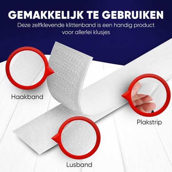 AWEMOZ® auto-adhésif Fermetures velcro - Velcro Witte - 2 x 12 m Velcro Tape - 2 cm de large