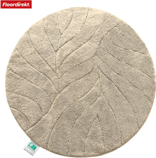 FLOORDIREKT Badmat Maris - Extra Donzig & Sneldrogend - met Anti-Slip Rug - Douchemat - Rond - Diameter: 120 cm - Ivoor