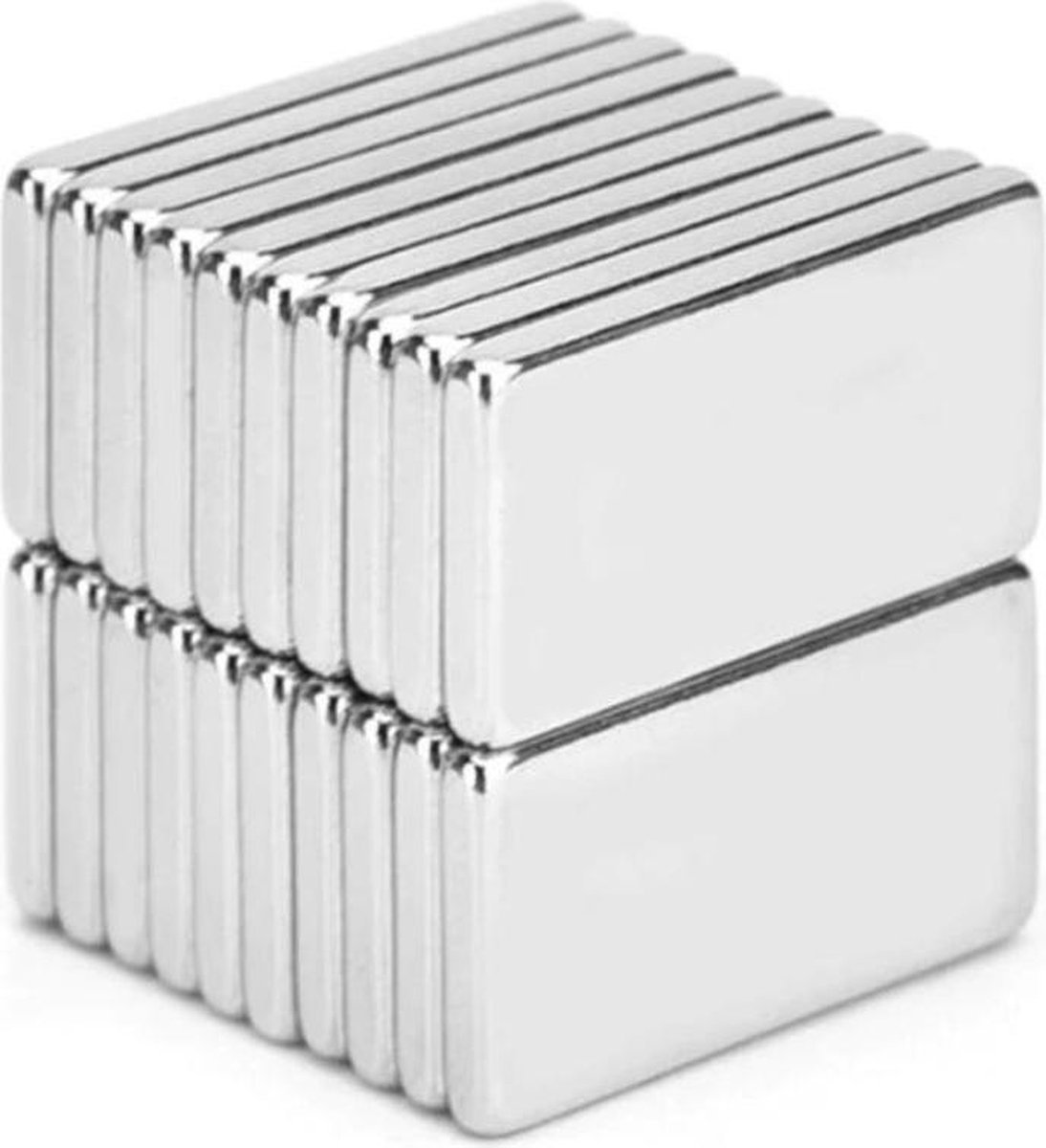 New Age Devi - Langwerpige platte neodymium magneetjes 100 stuks - 20 x 10 x 2 mm - neodymium magneet - koelkast - whiteboard