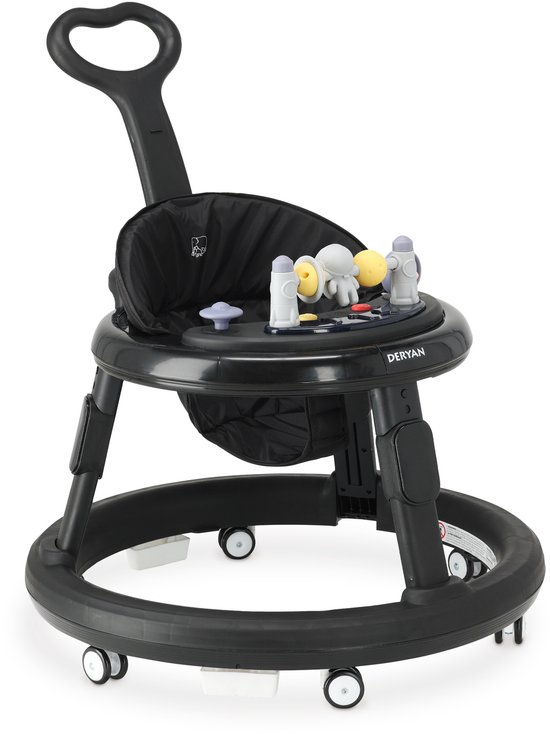 Deryan Mover Loopstoel - Inclusief duwstang - Zwart