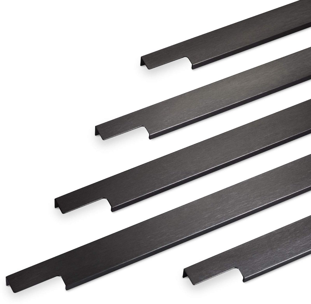 4 x Meubelgreep BLANKETT Slim Lengte 395 mm Zwart geborsteld Greeplijst van SOTECH