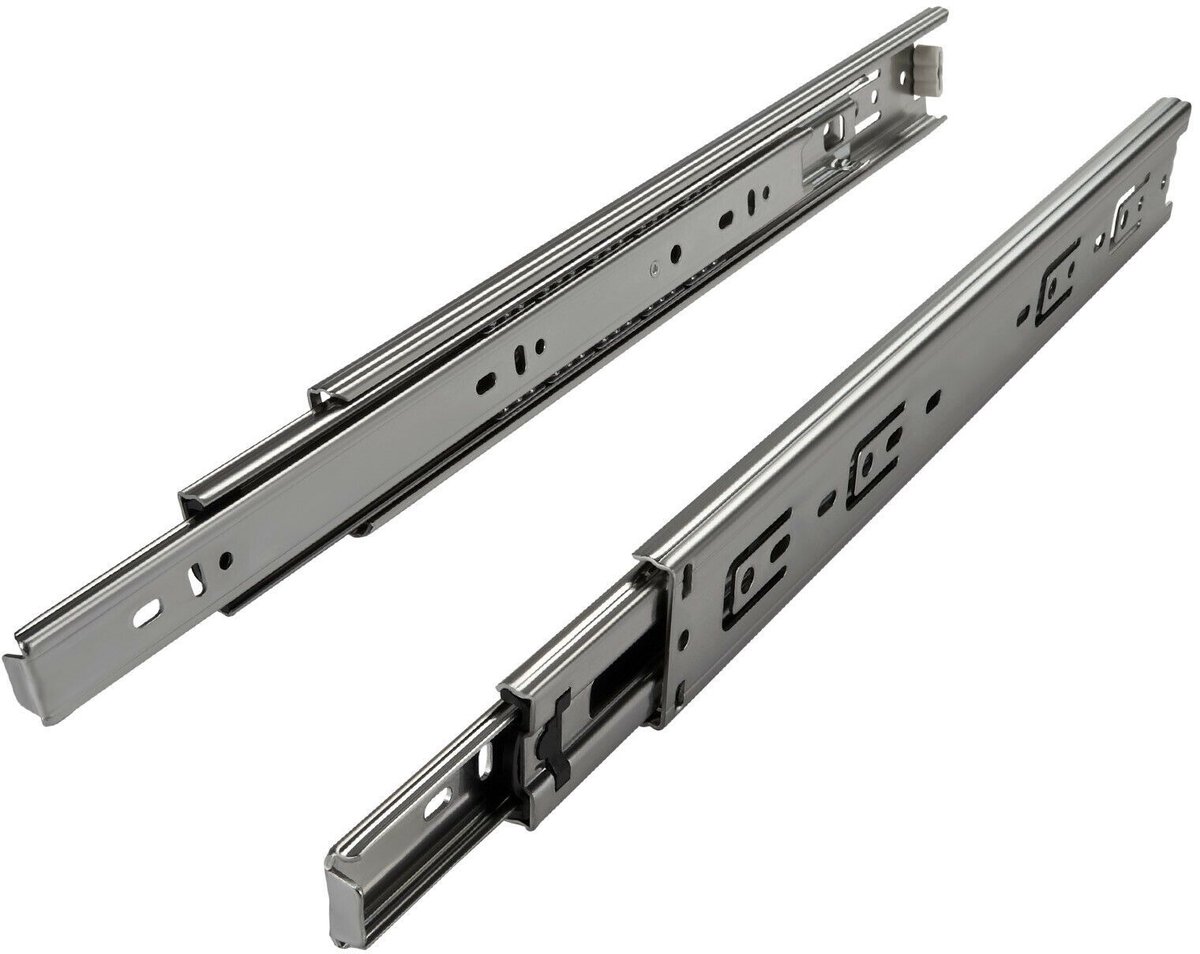 1 Paar (2 stuk) Volledig uitschuifbaar Ladegeleider KV1-45-H45-L450-NF Lengte 450 mm Draagkracht 45 kg gegalvaniseerd van SOTECH