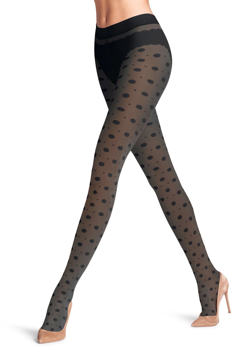 Falke Snow Dot gedessineerd materiaal transparent 25 DEN panty dames zwart zwart 3009