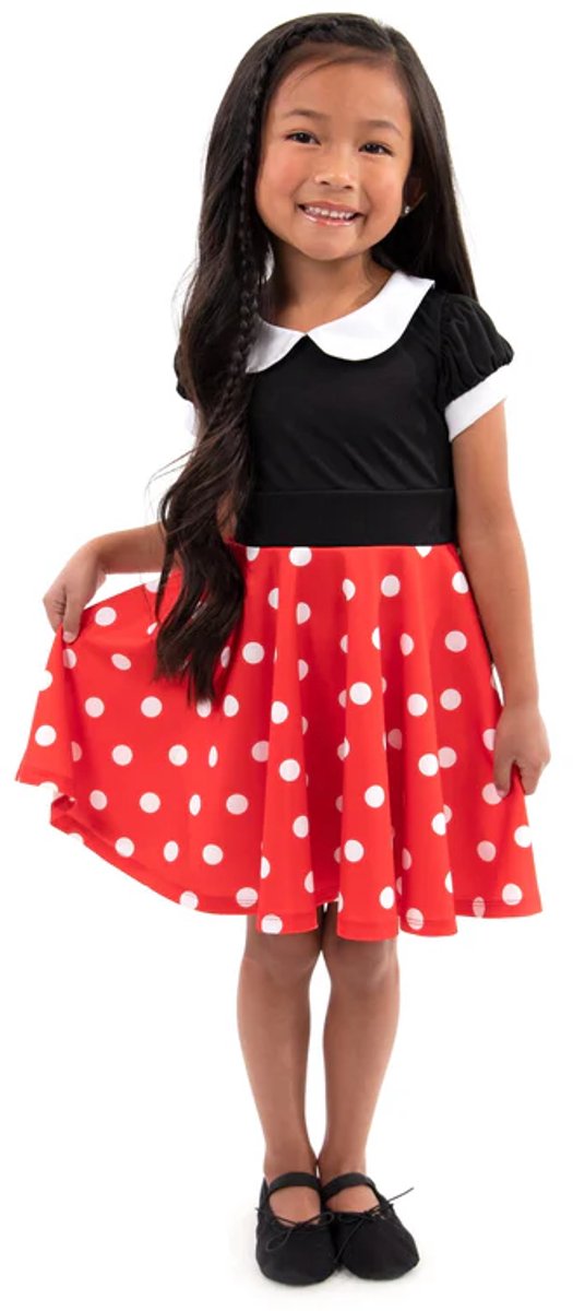 Little Adventures - Retro polka dot twirl jurk – Maat XL (128-134)