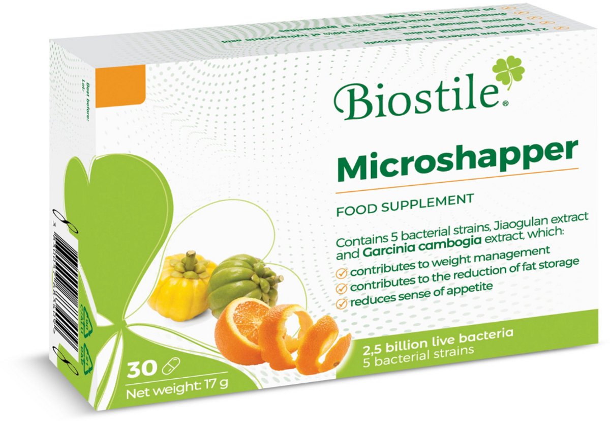 Biostile – Microshapper – Effectieve hulp bij Spijsvertering - Gewichtsbeheersing – 30 Capsules