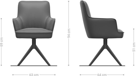 Chaise de salle à manger Heira- Flex avec accoudoirs, structure transversale, finition large avec noyau à ressorts ensachés blanc bouclé titane, pivotant à 360°