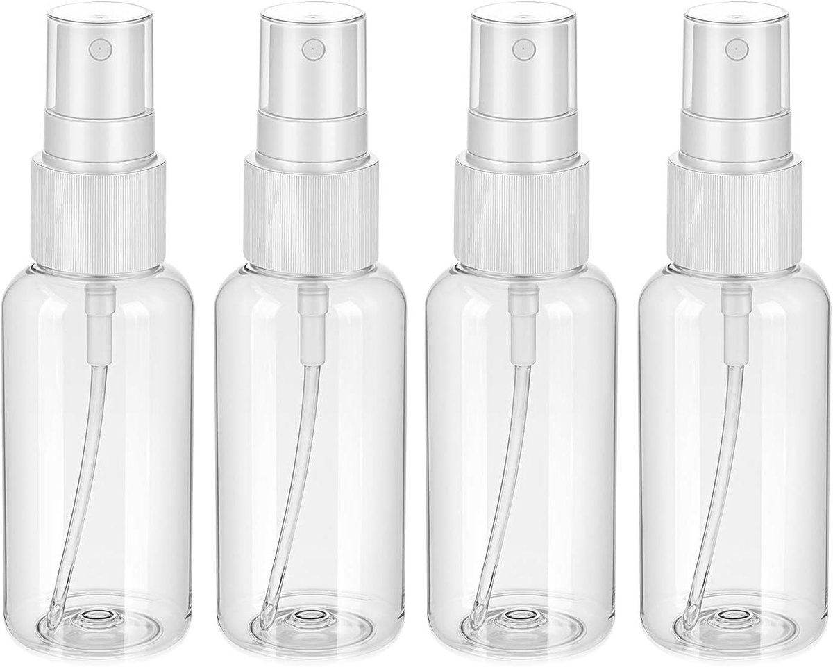 Image of Aanpassing titel: 4 stuks 30 ml kleine lege spuitflessen - transparant - fijne nevel - draagbaar - voor water, alcohol, etherische oliën, parfum