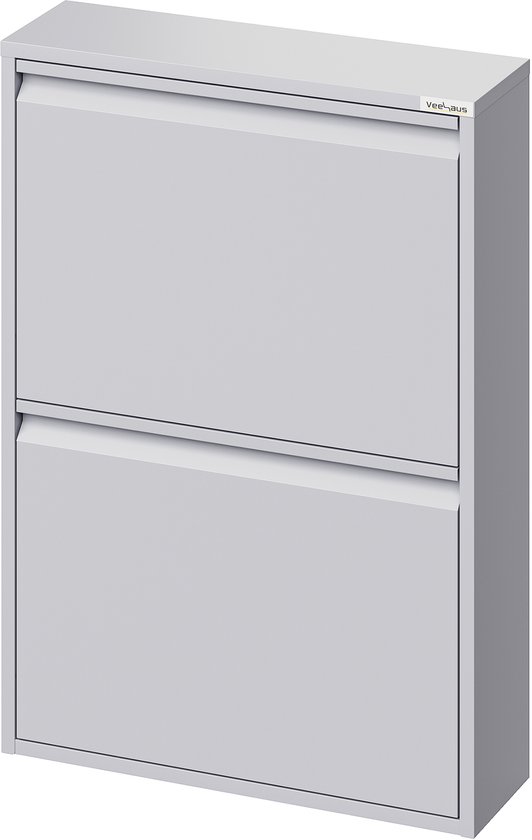 VEEHAUS® - Paplet - Praktisch Schoenenrek -Schoenenrek grijs - Schoenenrek met 2 Niveaus - Schoenenkast grijs - Schoenenrek metaal industrieel - Metaal - 50 x 70 x 15cm -Grijs