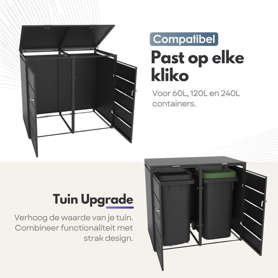 Kastrex Container Ombouw Kast - Voor 2 Kliko - Weerbestendig & Onderhoudsvrij - Gecoat Staal