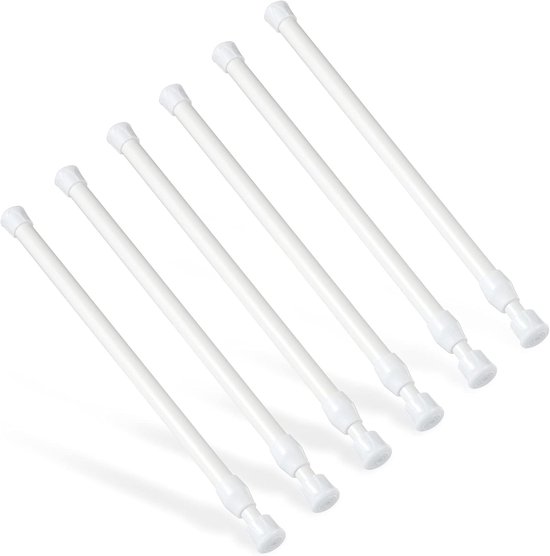 Tringles à rideaux - sans perçage - 6 pièces - blanches - 30 à 50 cm