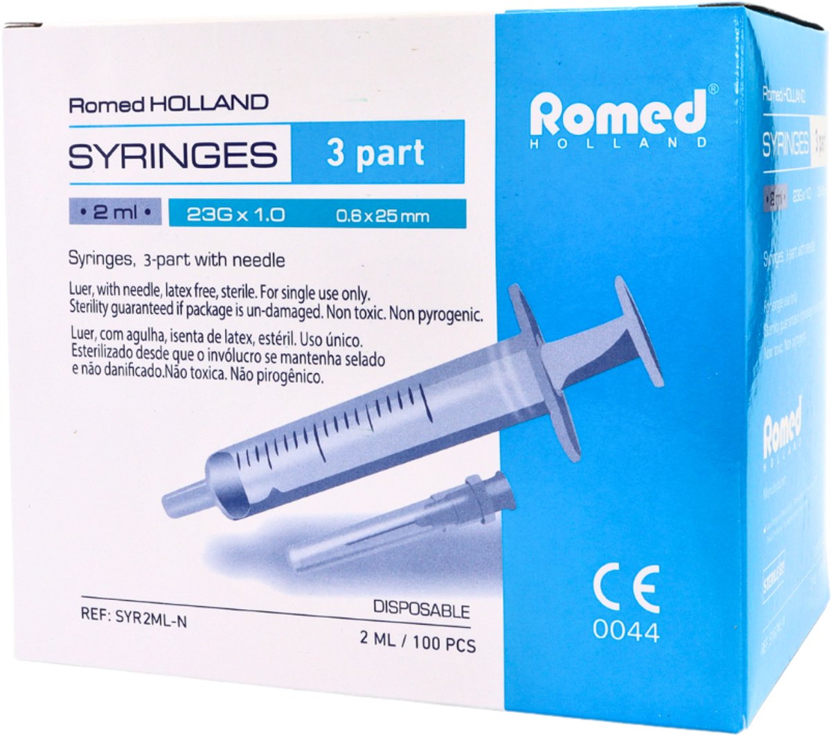Goedkoopste 3x Romed 2 ml injectiespuiten met naald 100 stuks Romed - Doorzichtig/wit - Polypropyleen & Latex-vrij rubber - Tweedelige 2ml wegwerpspuit met canule, steriel per stuk verpakt.