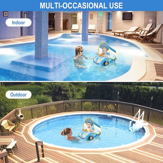 Babyzwemvlotter met Luifel en UPF50+ Bescherming - Opblaasbare Autovormige Babyfloat voor 6-48 Maanden van Intex — afbeelding 4