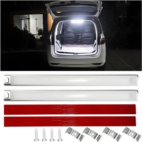 Bonlux 12V Interieur LED Lichtbalk 168 LEDs Binnenverlichting Auto Strip Licht Universal Bright Interior Light Strip met Aan/Uit Schakelaar voor Camper Van Bus Caravan Boot Camper, 4 stuks