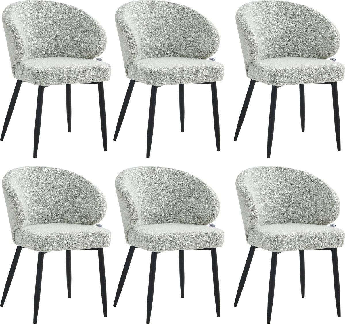 Colenis® - Ruby Eetkamerstoel - Set Van 6 – Ecru – Bouclé - Design