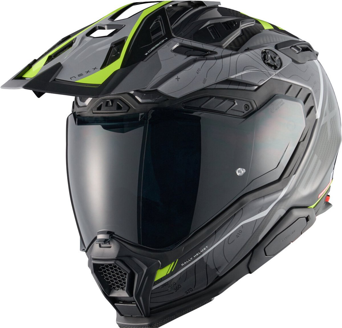 Nexx X.WED 3 Furka Carbon Grijs Neon Geel Adventure Integraalhelm - Maat M - Helm