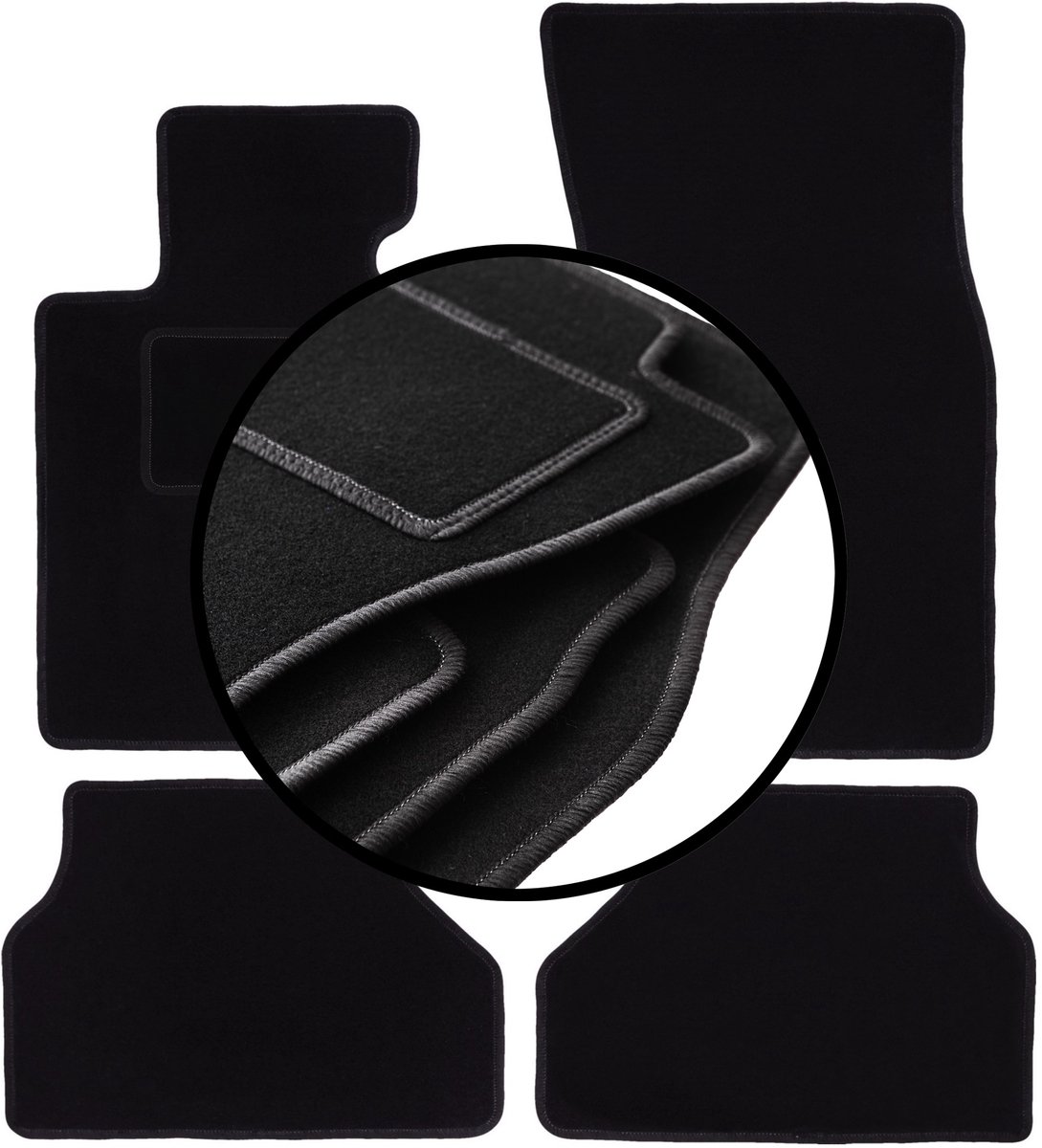 Complete set veloursmatten voor: BMW 5 E60 sedan (2003-2010)