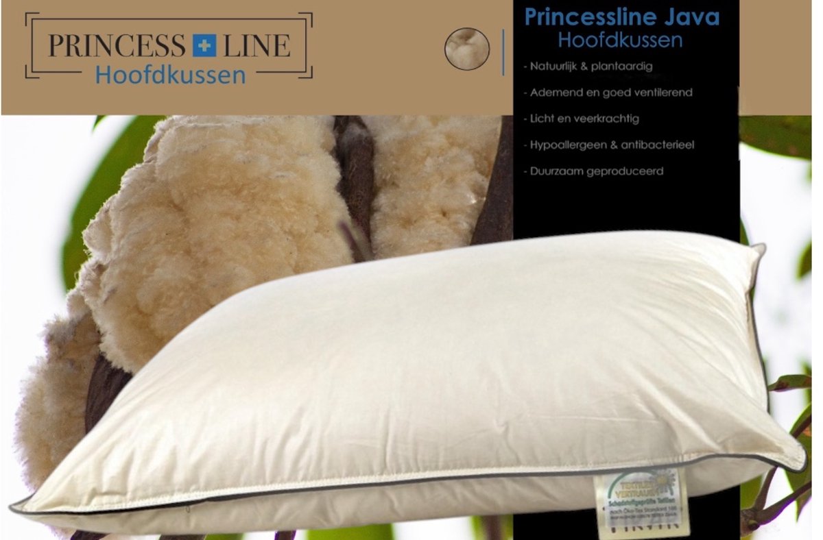 Princess Line Kapok Hoofdkussen - 60x70 cm - 100% Natuurlijk - Perkal Katoen - Javaanse Kapokvulling