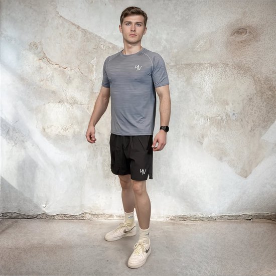 YV SPORT Sportoutfit Barcelona - Sportkleding heren - Regular fit - Shorts en shirt - Ademend - Droogt snel - Ideaal als padel outfit en fitness outfit - Blauw - XL