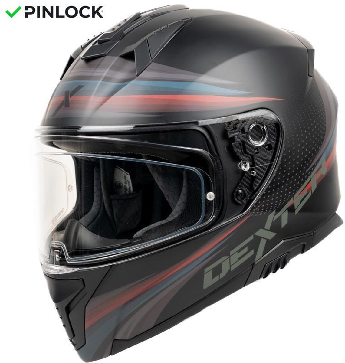 MOTOBLOUZ ELEVEN STRANGER Integraalhelm - ECE 22.06 gekeurde Helm Scooter, Motor & Brommer - Heren & Dames - Zwart/Rood/Blauw/Grijs - XS