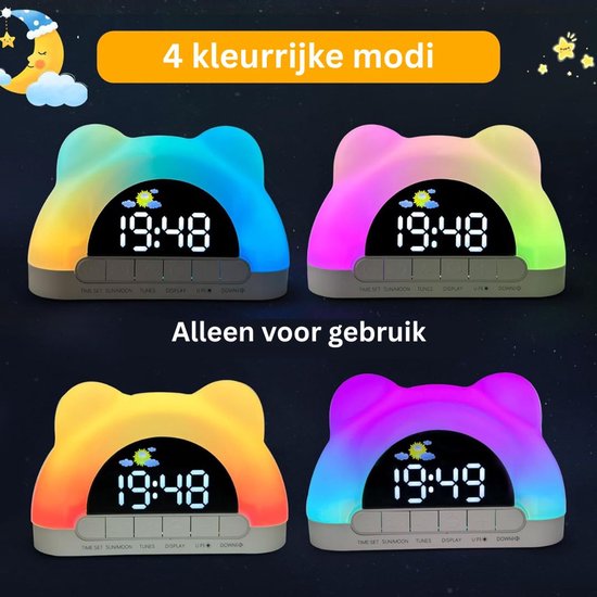 CRLYN® Slaaptrainer Kinderen - Kinderwekker - Slaapwekker - Digitale wekker - Wit van CRLYN — afbeelding 4