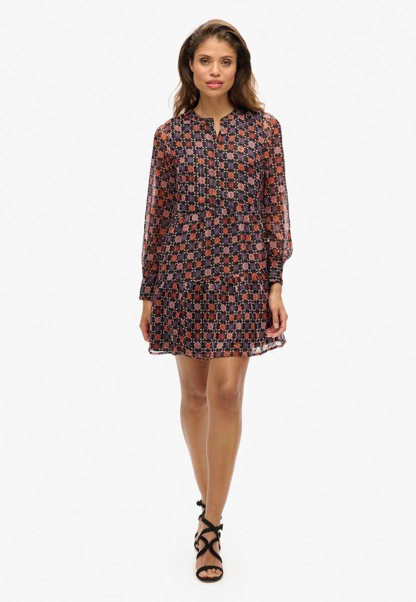 Superdry Gelaagde mini-jurk met lange mouwen Dames Jurken Geo Floral Print