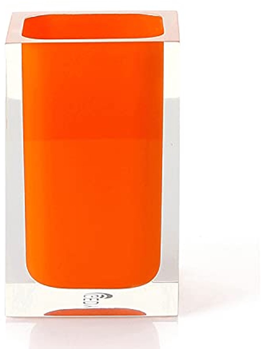 Gedy Orange, Auckland Badkamer, afmetingen en gewicht: 11 x 7,2 x 7,2 cm & 0,29 kg, tandenborstelhouder gemaakt van hoogwaardige transparante hars, ontwerp R&E, handgemaakt, 2 jaar garantie, uniek