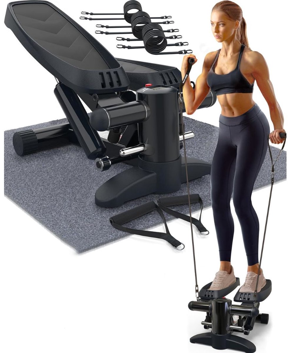 CRLYN® Stepper Fitness - Hometrainer - Crosstrainer Mini - Zwart