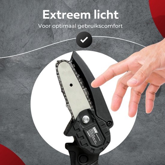 COCHO® Mini kettingzaag 4 Inch - Snoeizaag - Kettingzaag - Kettingzaag Electrisch met 2 Accu en 2 Zaagketting - Inclusief Koffer Zwart van COCHO® — afbeelding 4