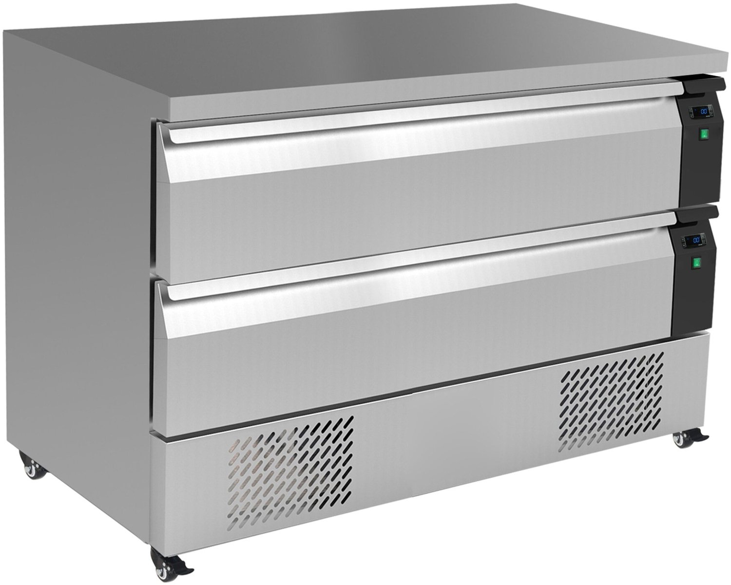 Combisteel Koel-/Vrieswerkbank - 265L - 2 Laden 6x 1/1 GN - Geforceerd - Wielen - 1230x700x865mm Grijs