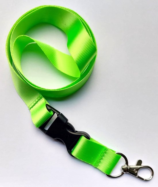 Lanière vert citron avec boucle à clip et mousqueton.