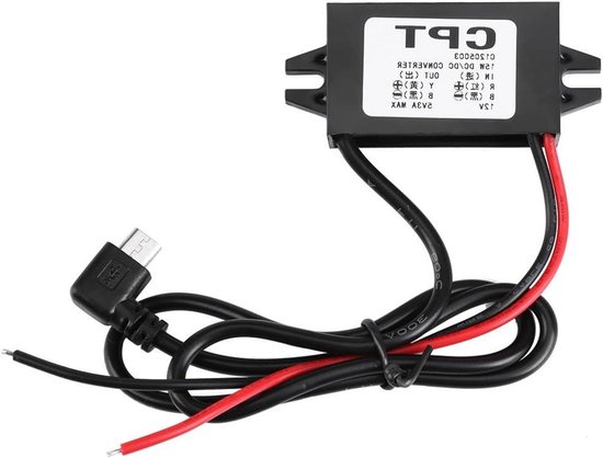 Convertisseur 12V à 5V 3A Pour Voiture - Alimentation USB Micro Avec Protection IP67, Câble 50cm, Pour Smartphone Et Accessoires Auto