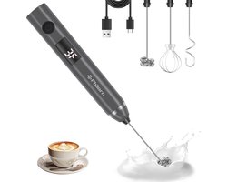Elektrische melkopschuimer met 3 snelheden - USB-oplaadbaar roestvrij staal voor koffie, latte, cappuccino, crème en cocktails