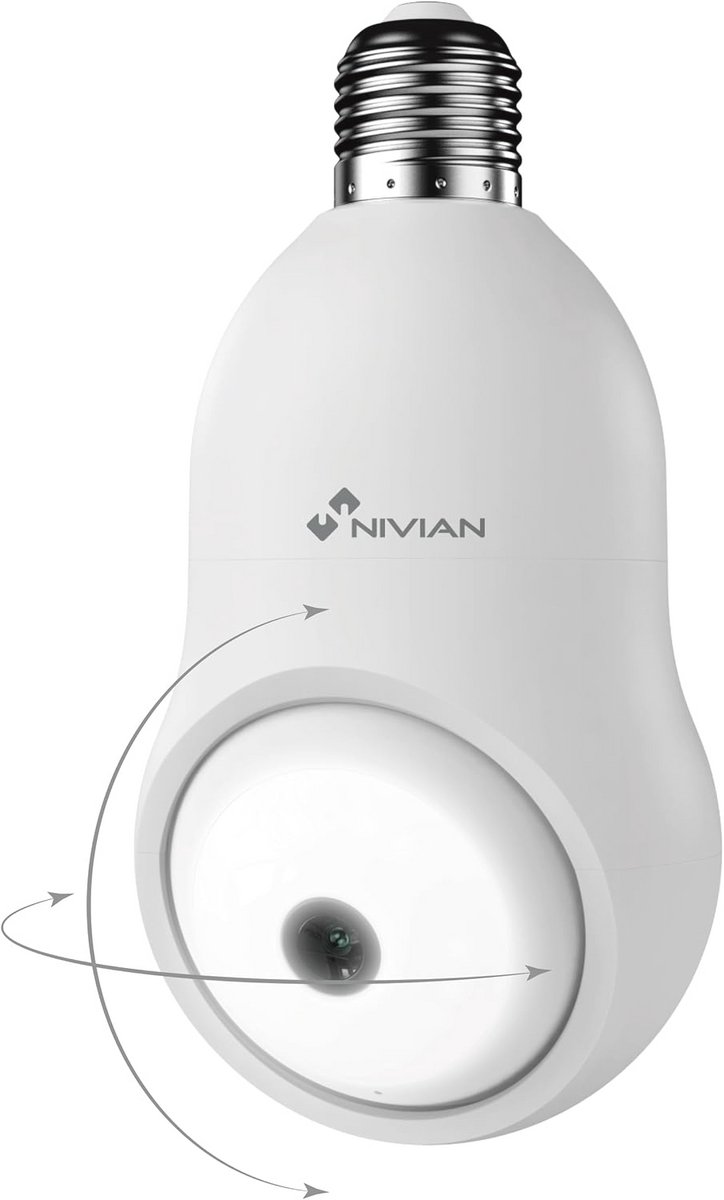 Beveiligingscamera E27 - WIFI Camera Dome Camera - Huis Beveiligen - 360 Graden Draaibaar - 2K Resolutie - Wit