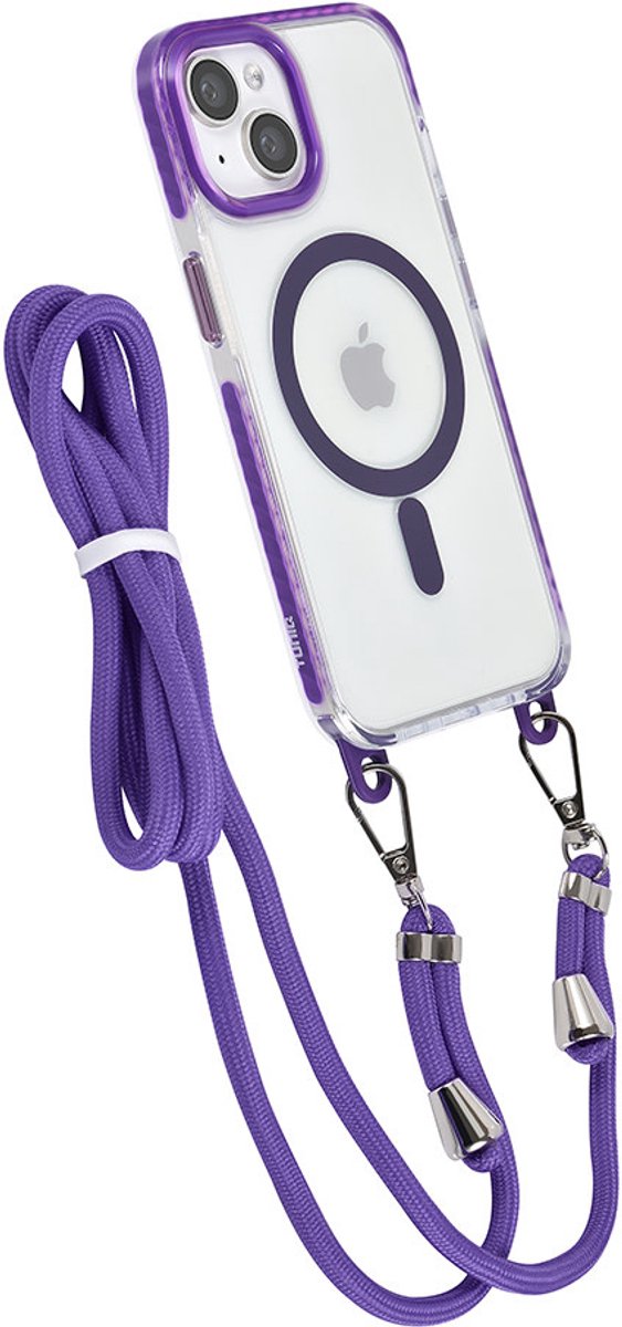 TUNIQ Back cover - iPhone 14 Serie - Purple - MagSafe - Inclusief neck cord