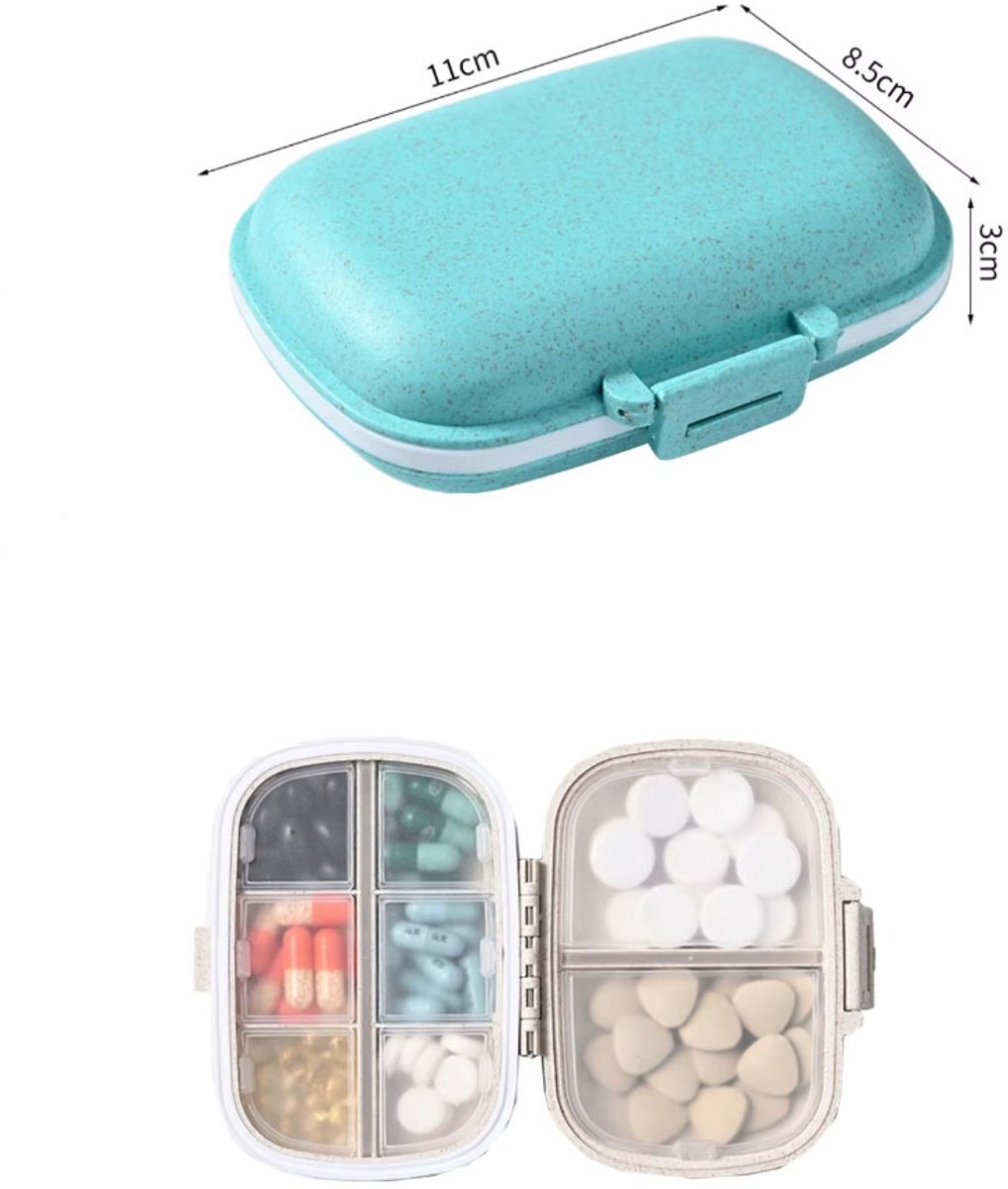 Actie4you® - Pillendoosje - Pillendoos - Medicijnendoosje - 8 vakken - Verzegeld – Blauw