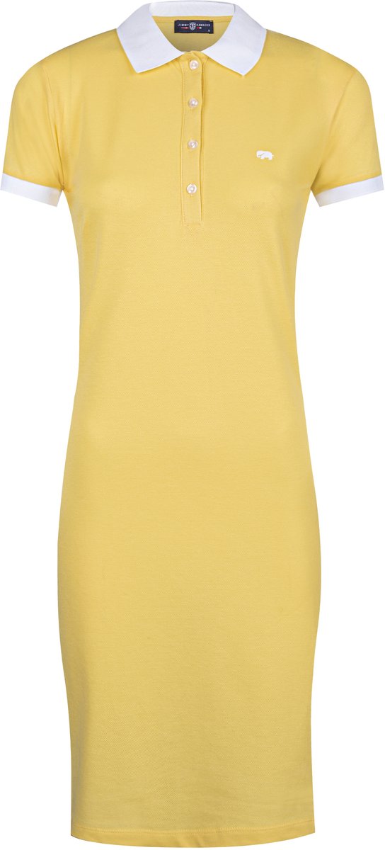 Jimmy Sanders Jurk - Knielengte - Katoenen - Korte Mouw Dames Geel - S