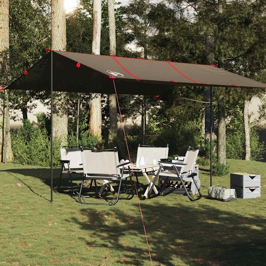vidaXL - Kampeerluifel - waterdicht - 451x420 - cm - bruin van Vidaxl — afbeelding 4