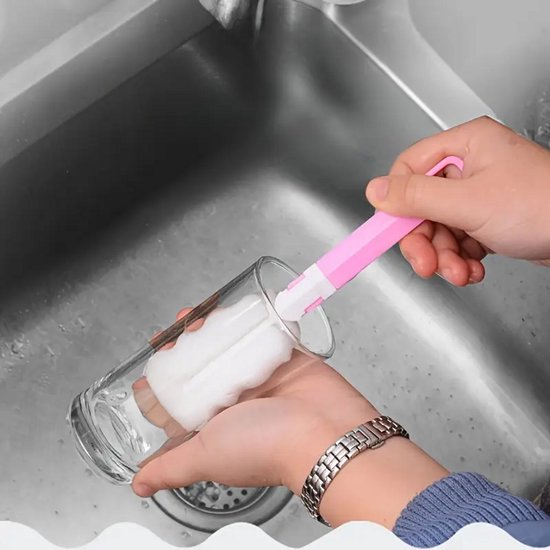 Glazen Spons - Fles Borstel - Drink Fles Spons - ROZE van OXO — afbeelding 2