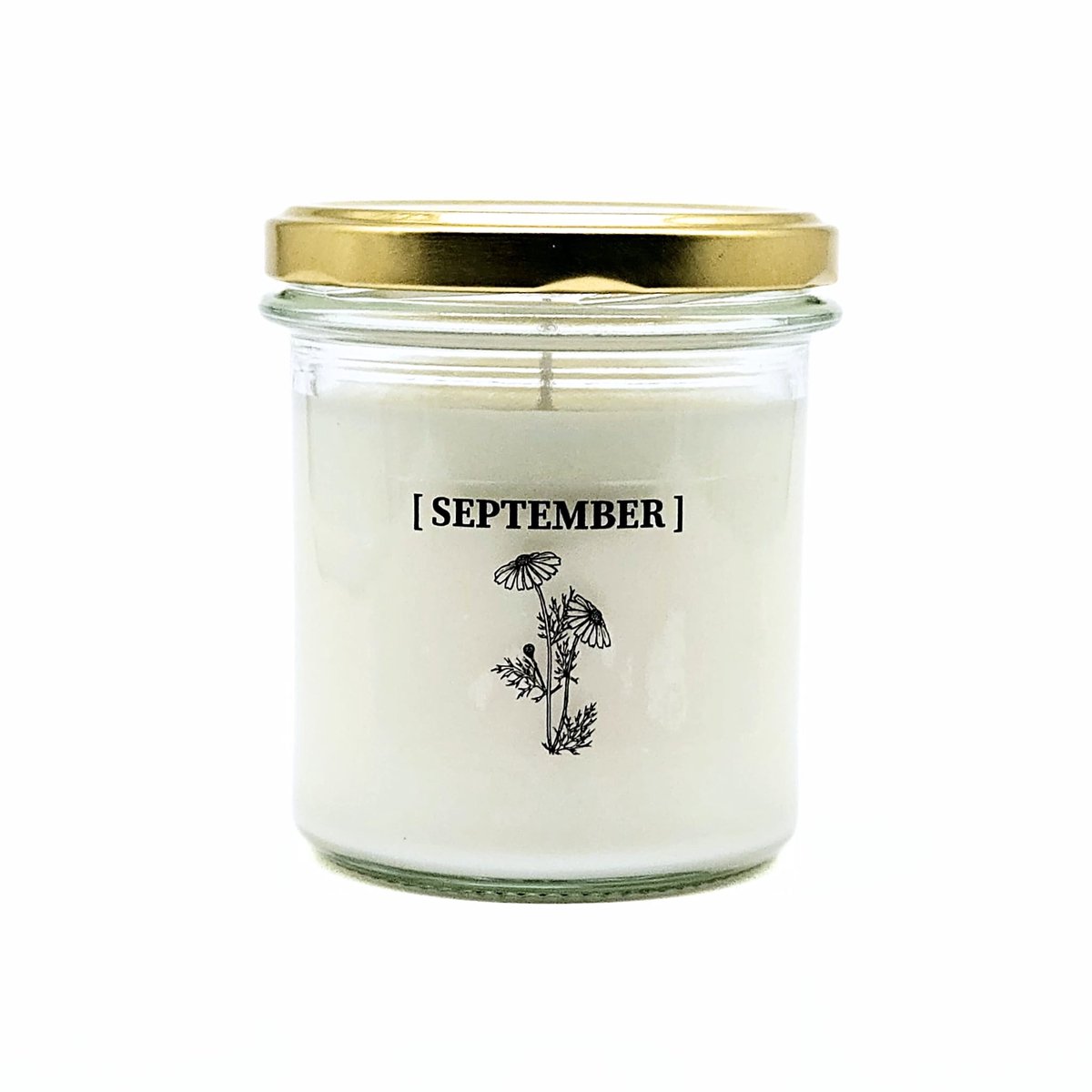 Candlelight-on - geurkaars met geboortebloem en geboortedatum - 2 september - o.b.v. sojaw