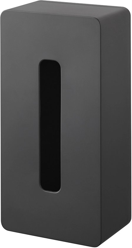 Boîte à mouchoirs rectangulaire noire aux coins arrondis.